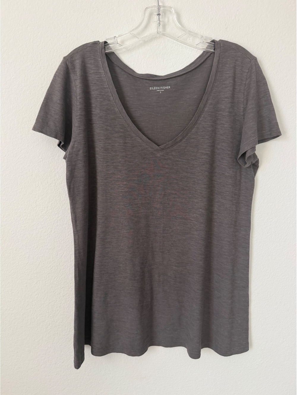 Eileen Fisher Hemp/Cotton Blend Short Sleeve V-Neck Boxy T-Shirt Women's Size S